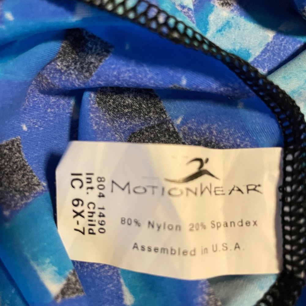 Motionwear Blue Athletic Kids Girls Romper Tank Shorts Leotard NEW IC 6X-7 NWT - Picture 4 of 5